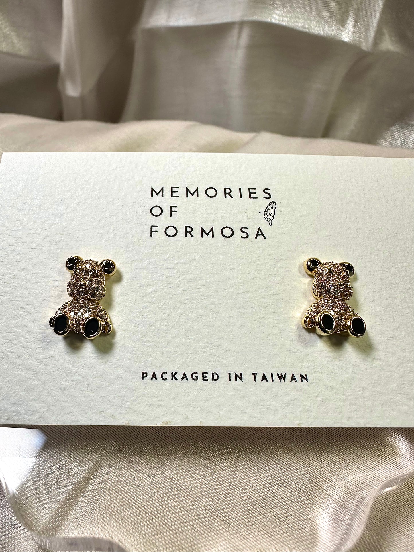 Gold Teddy Bear Earrings